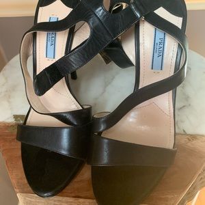 Black Prada Strappy Stiletto Sandals NEW